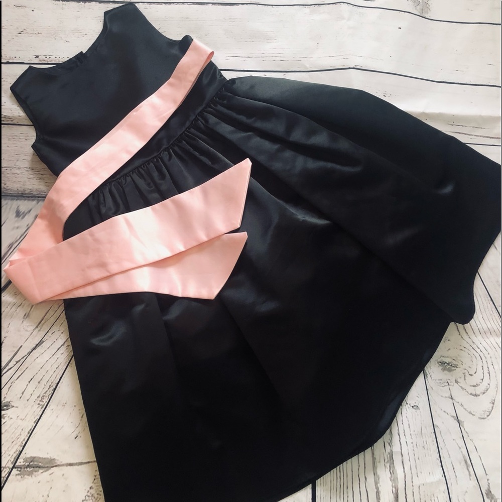 Girls black formal dress with pink belt